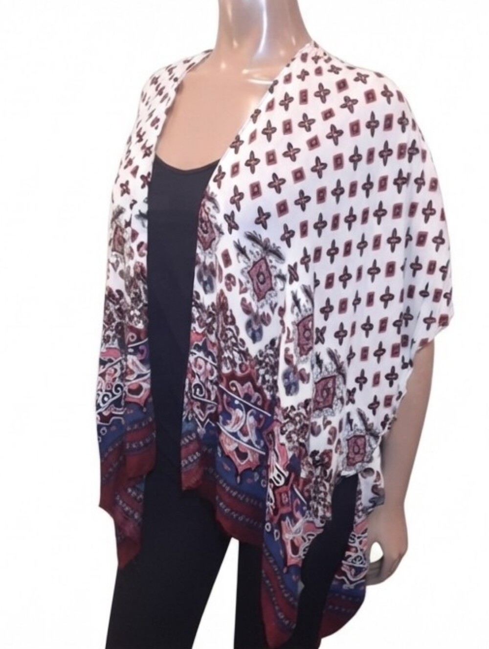 Ardene Lightweight Flowy Cardigan Wrap Boho Paisley Ombre Open Front Dolman O/S